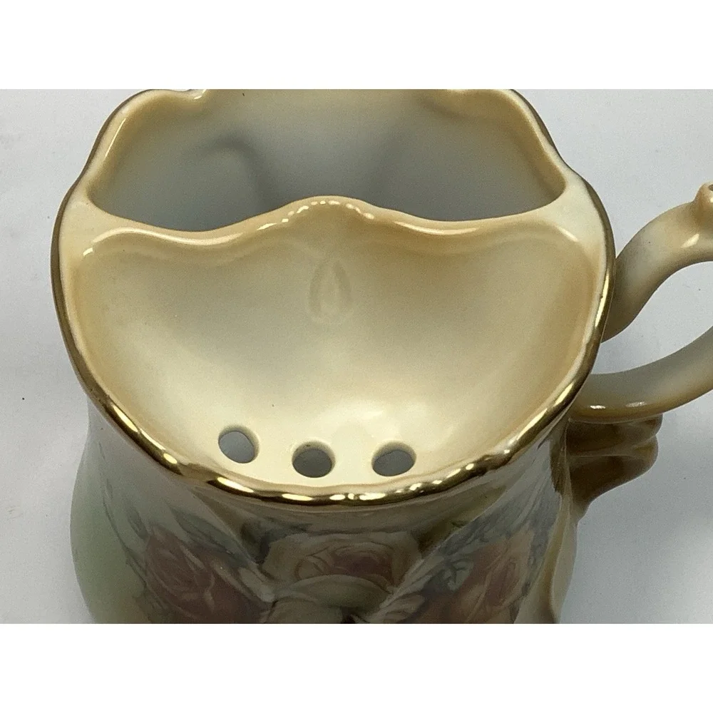 Vintage Brandenburg Mustache Shaving‎ Cup Mug Autumn Colors Gold Trim Nice !